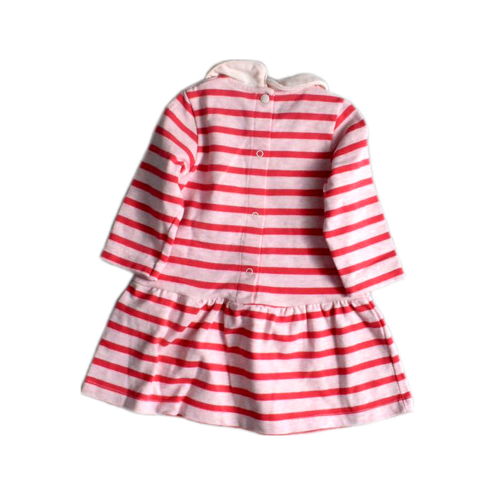 A Red Long Sleeve Dresses from Petit Bateau in size 3-6M for girl. (Back View)