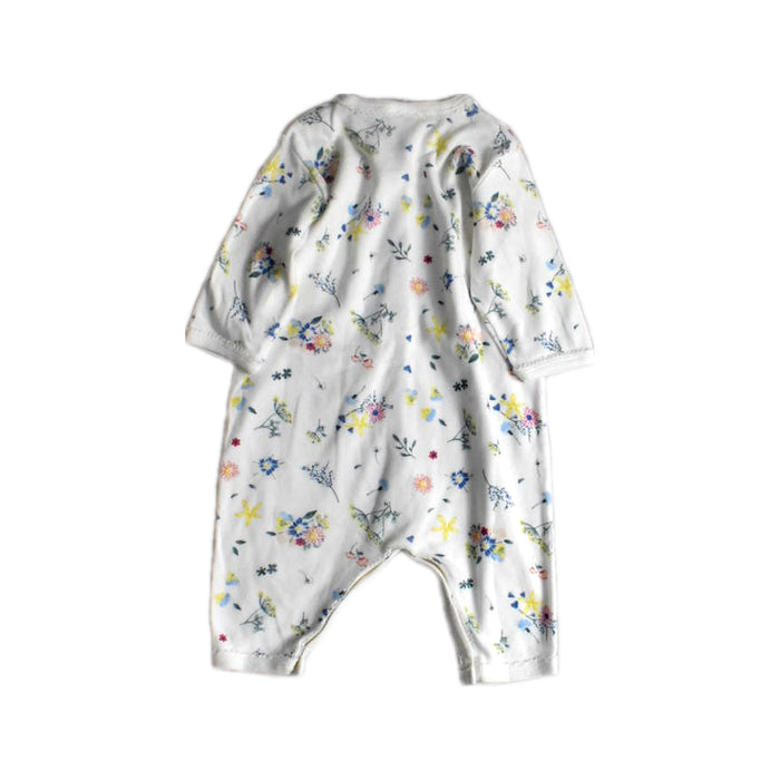 A White Long Sleeve Rompers from Petit Bateau in size 0-3M for girl. (Back View)