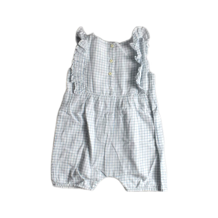 A Blue Sleeveless Rompers from Château de Sable in size 3-6M for girl. (Back View)