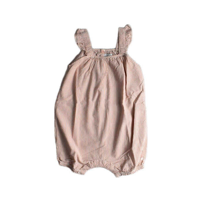A Peach Sleeveless Rompers from Petit Bateau in size 12-18M for girl. (Front View)