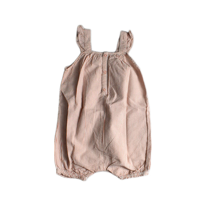 A Peach Sleeveless Rompers from Petit Bateau in size 12-18M for girl. (Back View)