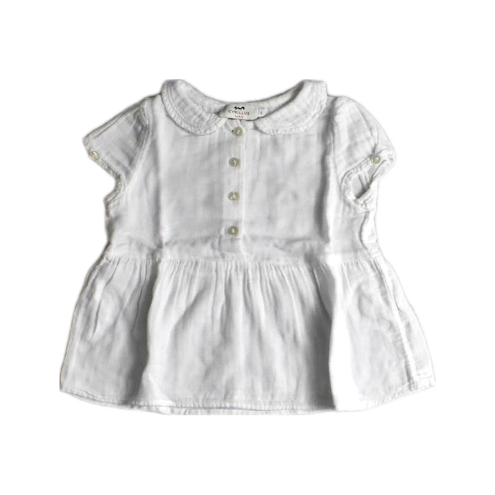 A White Short Sleeve Shirts from Cyrillus in size 3T for girl. (Front View)