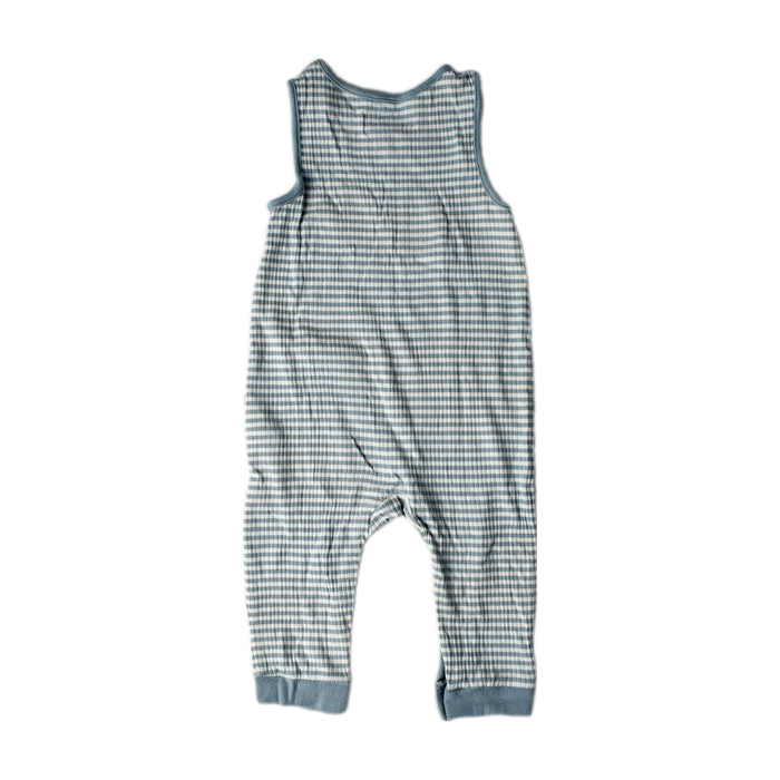 A Blue Sleeveless Rompers from Mori in size 6-12M for neutral. (Back View)