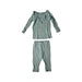 A Green Pyjama Sets from Mori in size 6-12M for girl. (Front View)