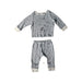 A Grey Pants Sets from Mori in size 6-12M for girl. (Front View)