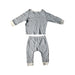 A Grey Pants Sets from Mori in size 6-12M for girl. (Back View)