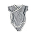 A Grey Short Sleeve Bodysuits from Mori in size 3-6M for girl. (Front View)