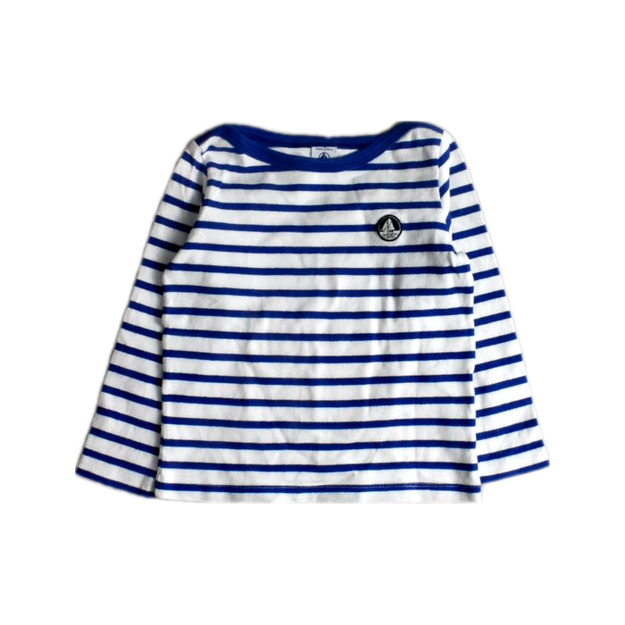 A Blue Long Sleeve T Shirts from Petit Bateau in size 4T for boy. (Front View)