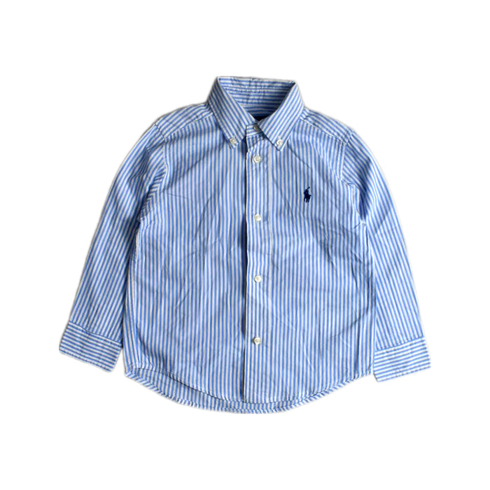 A Blue Long Sleeve Shirts from Polo Ralph Lauren in size 3T for boy. (Front View)