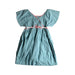 A Blue Short Sleeve Dresses from Château de Sable in size 10Y for girl. (Back View)