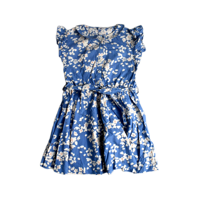 A Blue Short Sleeve Dresses from Petit Bateau in size 10Y for girl. (Front View)