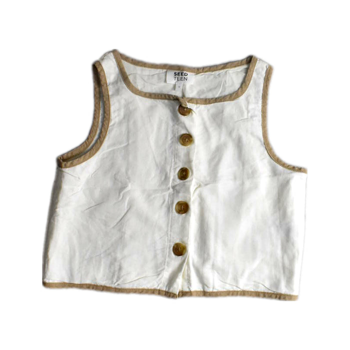 A White Sleeveless Tops from Seed in size 12Y for girl. (Front View)