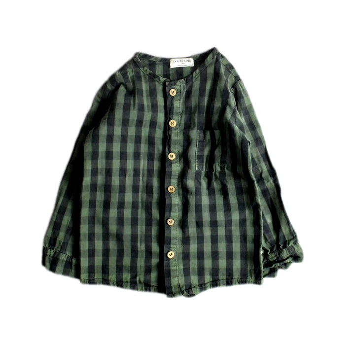 A Green Long Sleeve Shirts from 1 + in the family in size 2T for boy. (Front View)