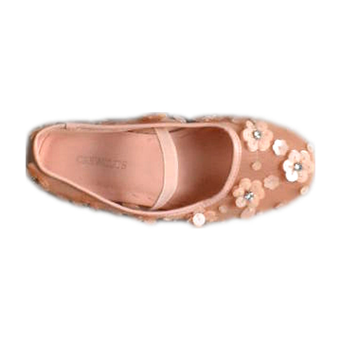 A Peach Flats from Crewcuts in size 5T for girl. (Front View)