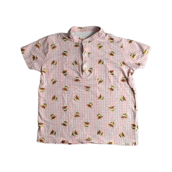A Pink Short Sleeve Shirts from Le Petit Society in size 6T for boy. (Front View)