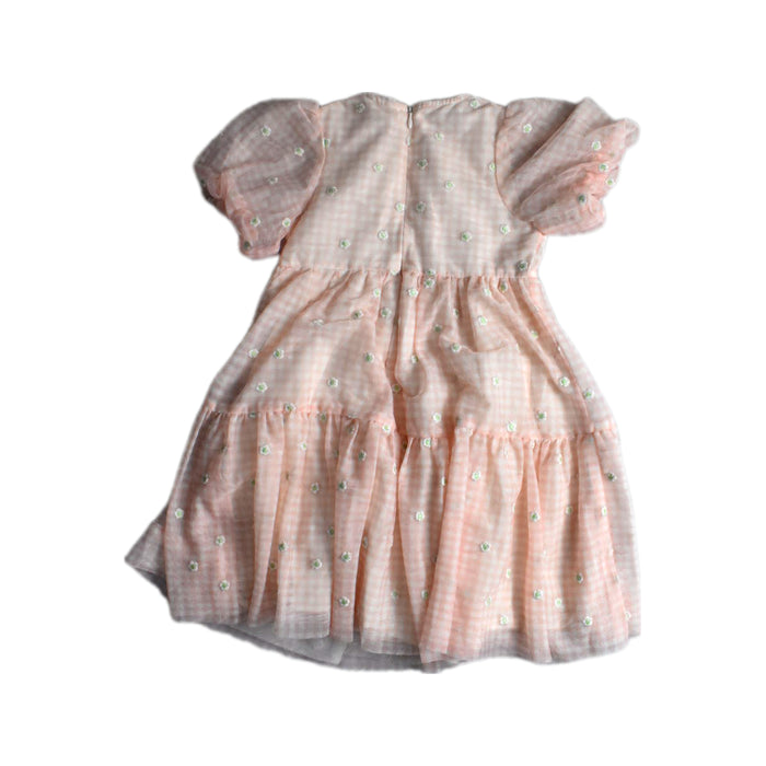 A Pink Short Sleeve Dresses from Seed in size 5T for girl. (Back View)