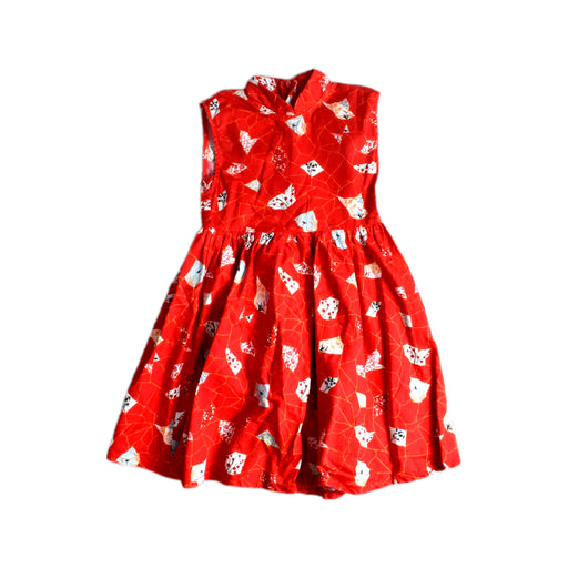 A Red Sleeveless Dresses from Elly in size 5T for girl. (Front View)