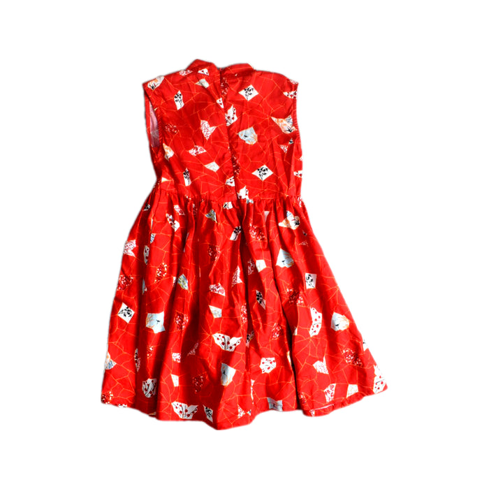 A Red Sleeveless Dresses from Elly in size 5T for girl. (Back View)