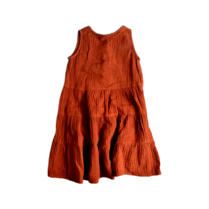 A Orange Sleeveless Dresses from Seed in size 2T for girl. (Back View)
