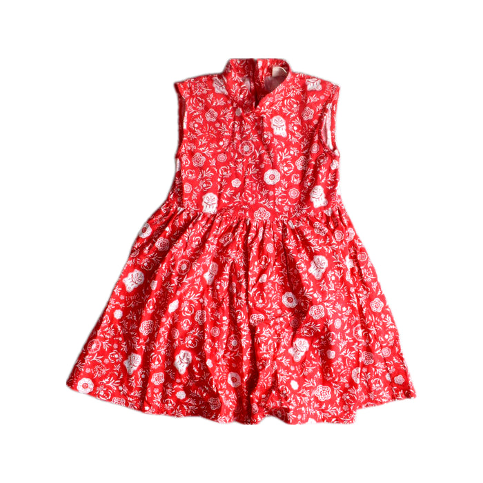 A Red Sleeveless Dresses from Elly in size 3T for girl. (Front View)