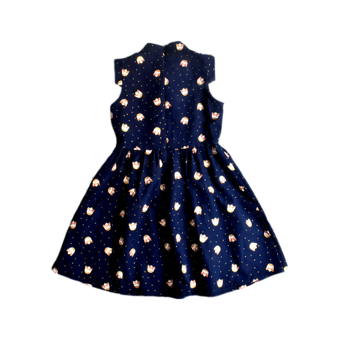 A Navy Sleeveless Dresses from Le Petit Society in size 5T for girl. (Back View)