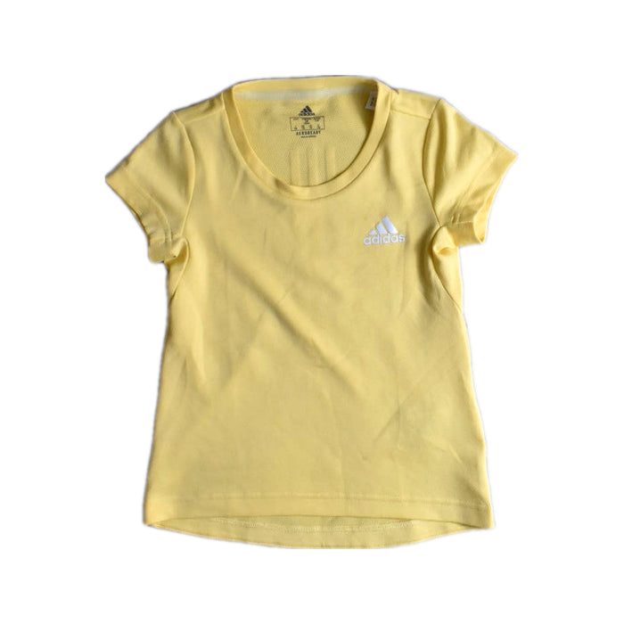 A Yellow Short Sleeve T Shirts from Adidas in size 7Y for girl. (Front View)