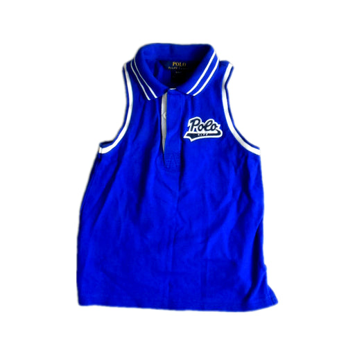 A Blue Sleeveless Polos from Polo Ralph Lauren in size 4T for girl. (Front View)