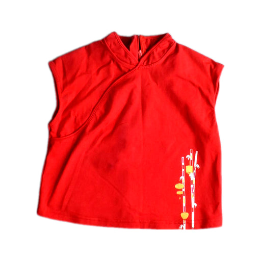 A Red Sleeveless Tops from Elly in size 5T for girl. (Front View)