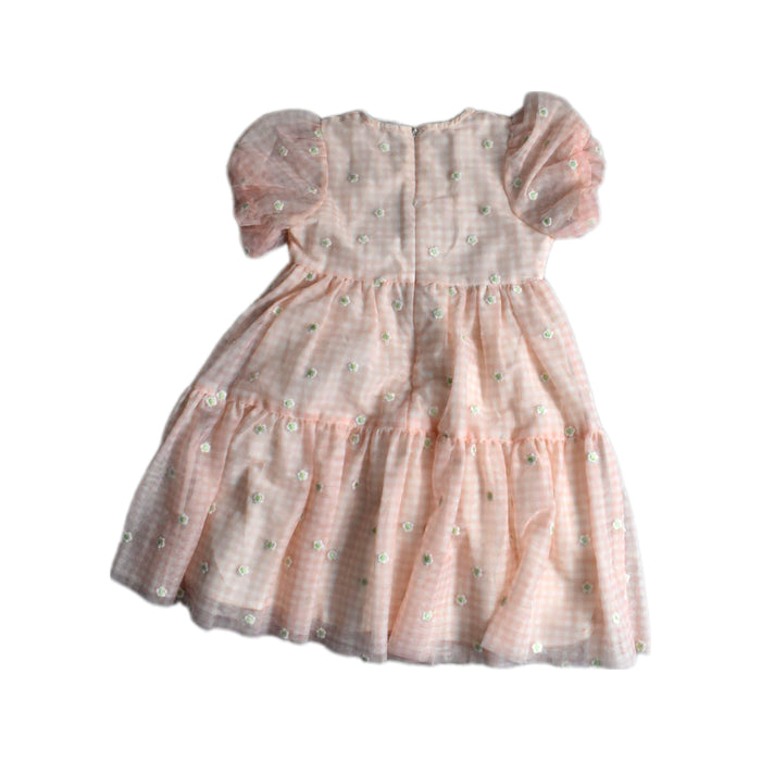 A Pink Short Sleeve Dresses from Seed in size 4T for girl. (Back View)