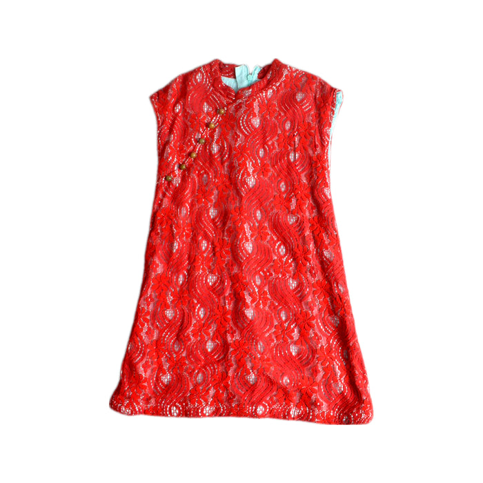 A Red Sleeveless Dresses from Elly in size 6T for girl. (Front View)