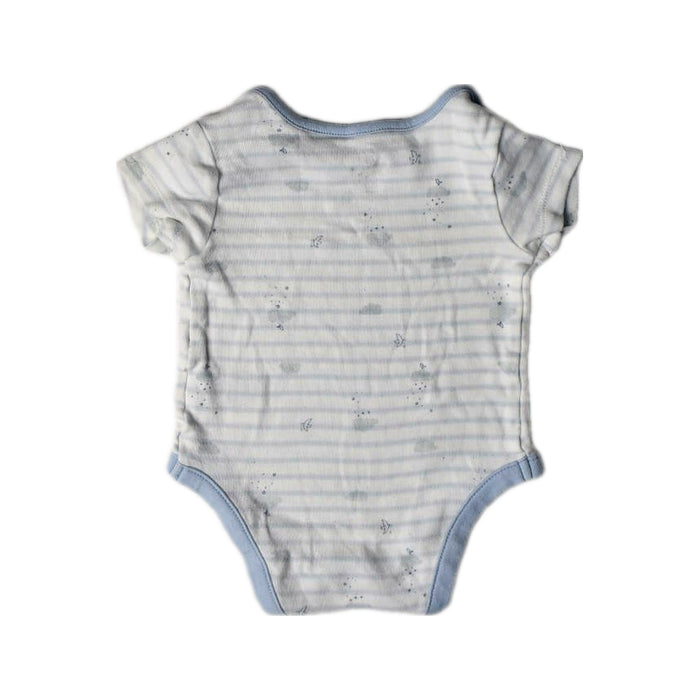 A Blue Short Sleeve Bodysuits from Mothercare in size 0-3M for boy. (Back View)
