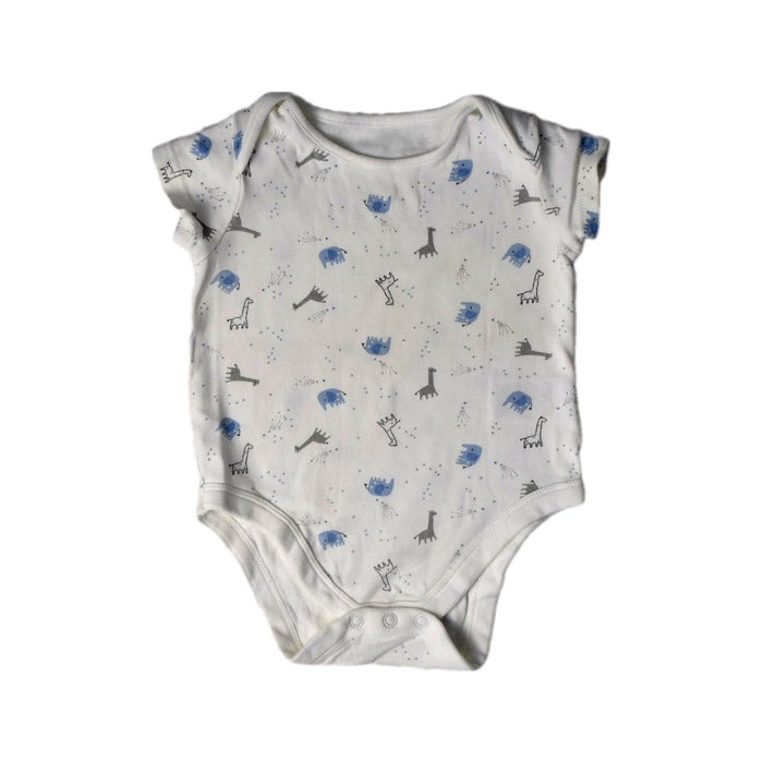 A White Short Sleeve Bodysuits from Mothercare in size 6-12M for boy. (Front View)