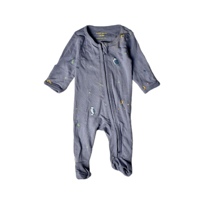 A Blue Onesies from Le Petit Society in size 0-3M for boy. (Front View)