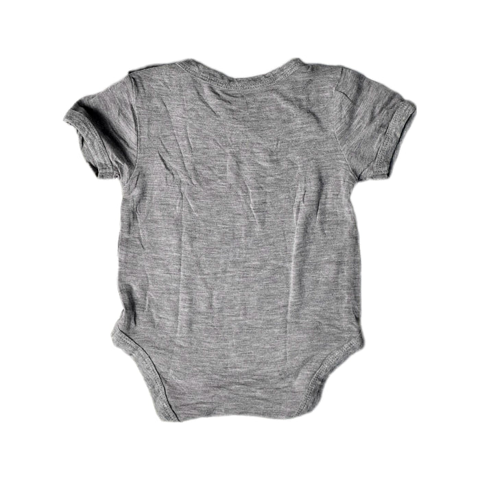A Grey Short Sleeve Bodysuits from Raph and Remy in size 0-3M for neutral. (Back View)