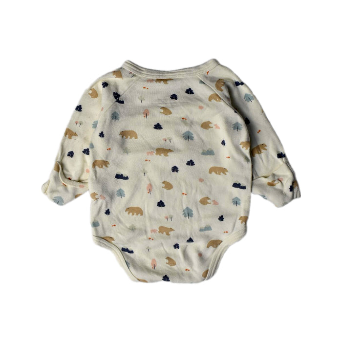 A Ivory Long Sleeve Bodysuits from Mori in size 3-6M for neutral. (Back View)
