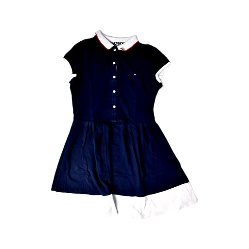 A Navy Short Sleeve Dresses from Tommy Hilfiger in size 10Y for girl. (Front View)