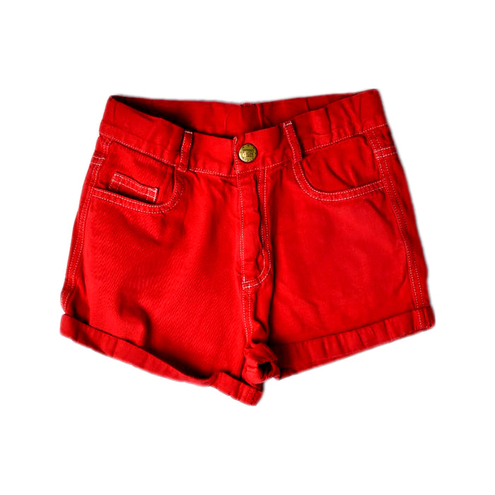 A Red Shorts from Bonton in size 8Y for girl. (Front View)