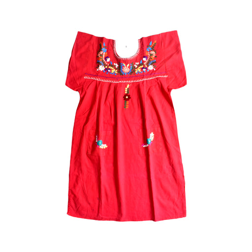 A Red Short Sleeve Dresses from BaeBeeBoo in size 6T for girl. (Front View)