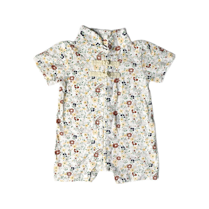 A White Short Sleeve Rompers from Little Kooma in size 0-3M for boy. (Front View)
