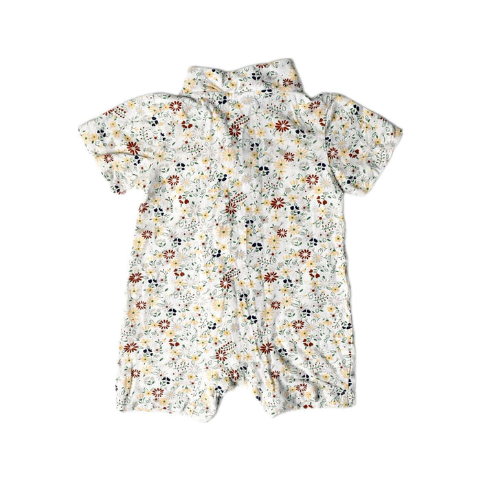 A White Short Sleeve Rompers from Little Kooma in size 0-3M for boy. (Back View)
