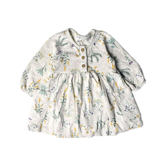 A Beige Long Sleeve Dresses from Purebaby in size 3-6M for girl. (Front View)