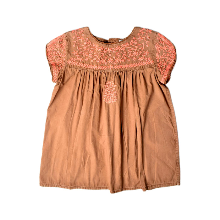 A Brown Short Sleeve Tops from Bonpoint in size 12Y for girl. (Front View)