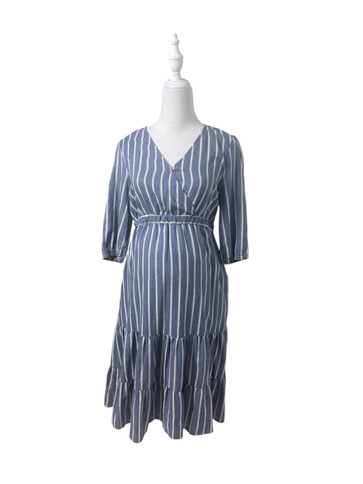 A Blue Long Sleeve Dresses from Mothercot in size Maternity-XS for maternity. (Back View)