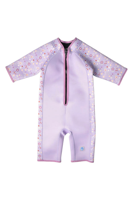 A Purple Wetsuits from Splash About in size 4T for girl. (Front View)
