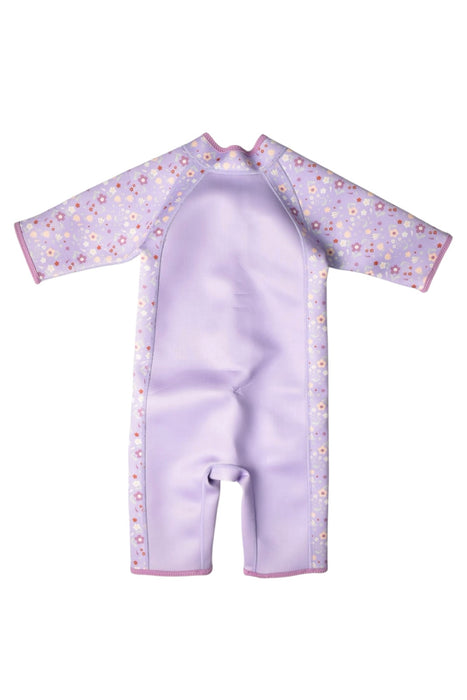 A Purple Wetsuits from Splash About in size 4T for girl. (Back View)