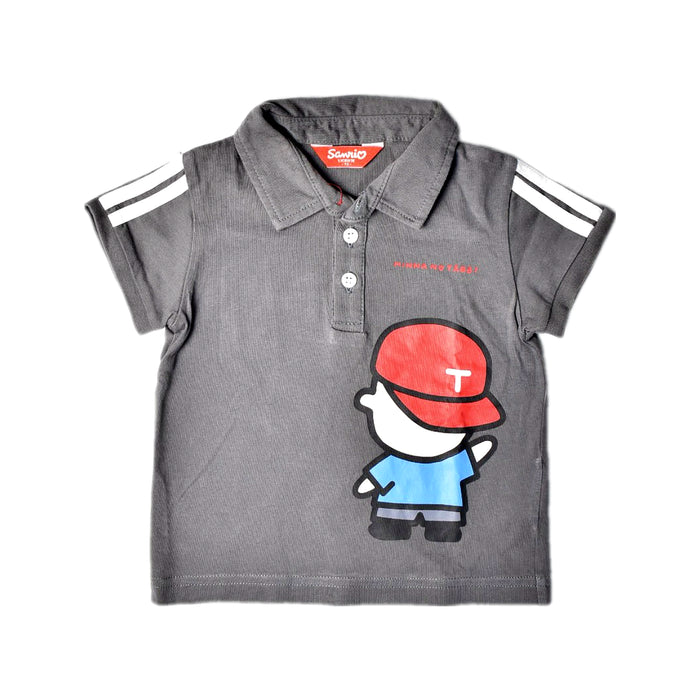 A Grey Short Sleeve Polos from Sanrio in size 12-18M for boy. (Front View)