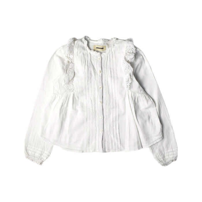 A White Long Sleeve Shirts from Zadig & Voltaire in size 5T for girl. (Front View)