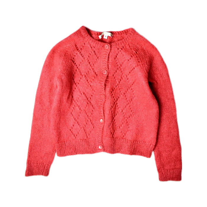 A Red Cardigans from Bonpoint in size 6T for girl. (Front View)