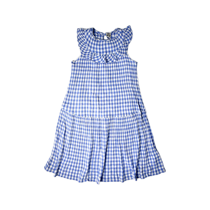 A Blue Sleeveless Dresses from Bonton in size 8Y for girl. (Front View)