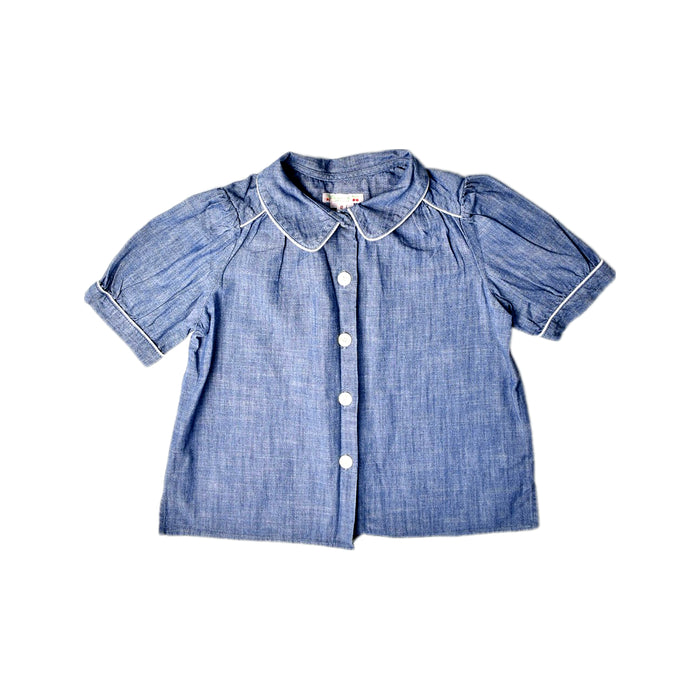 A Blue Short Sleeve Shirts from Bonpoint in size 8Y for girl. (Front View)